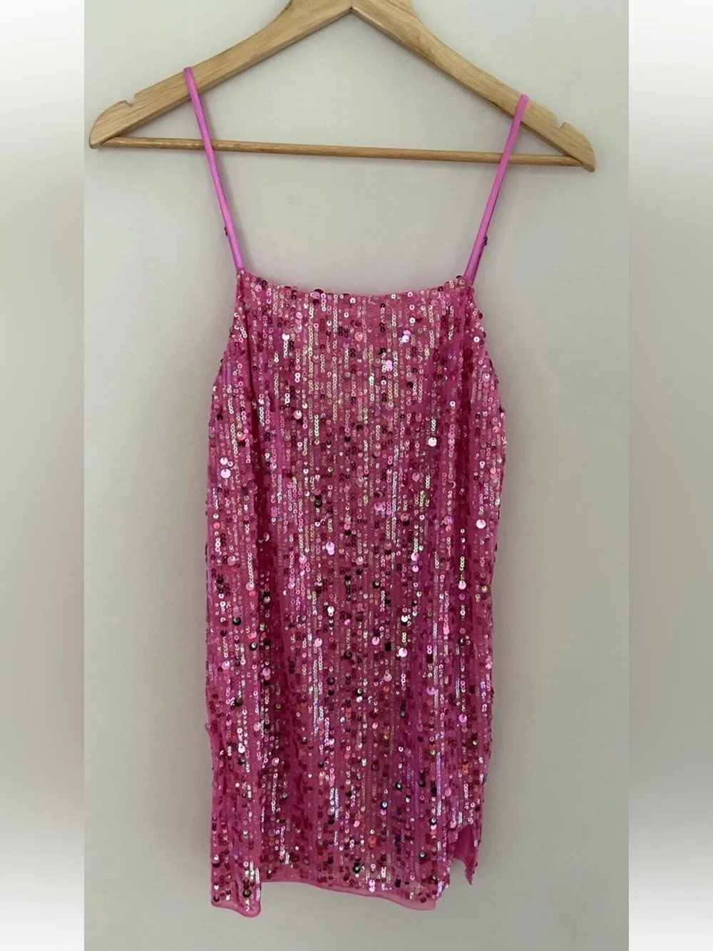 Free People Midnight Kiss Pink Sequin Mini Slipdress NWT Size Small